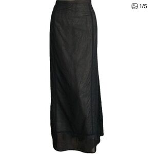 EDDIE BAUER Sheer Cotton Gauze Maxi Skirt Black 18